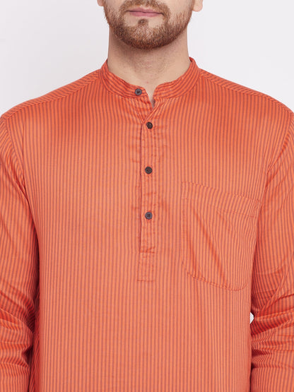 Men's Long Kurta with Band Colla