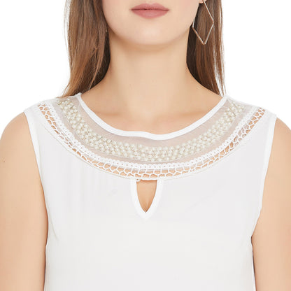 Women's Embellished Self Design Round Neck