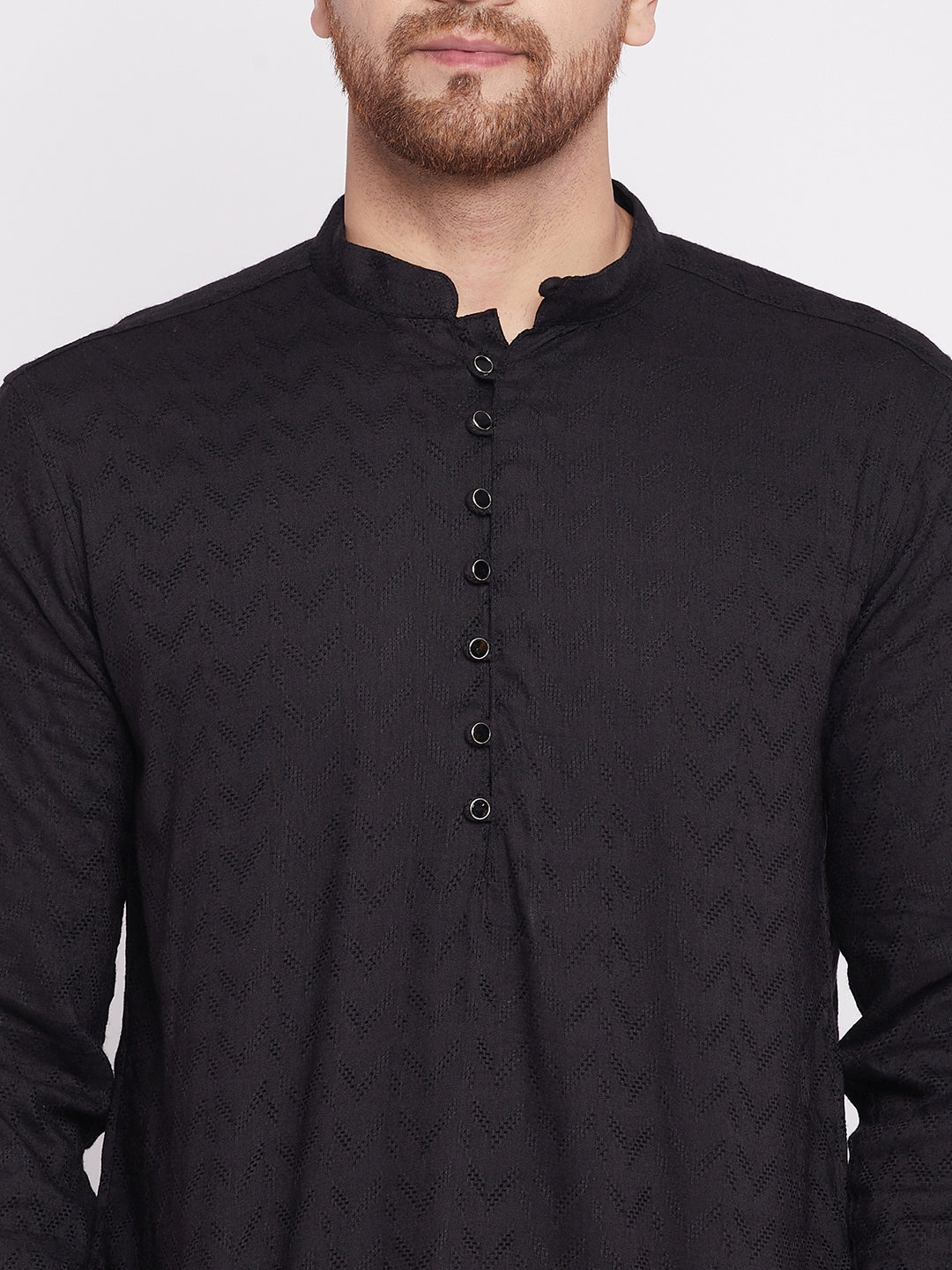 Men's Long Kurta with Band Colla