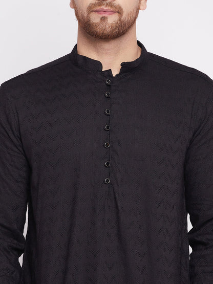 Men's Long Kurta with Band Colla