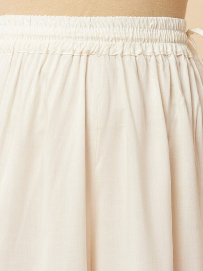 Women's Off-White Flared Solid Palazzos