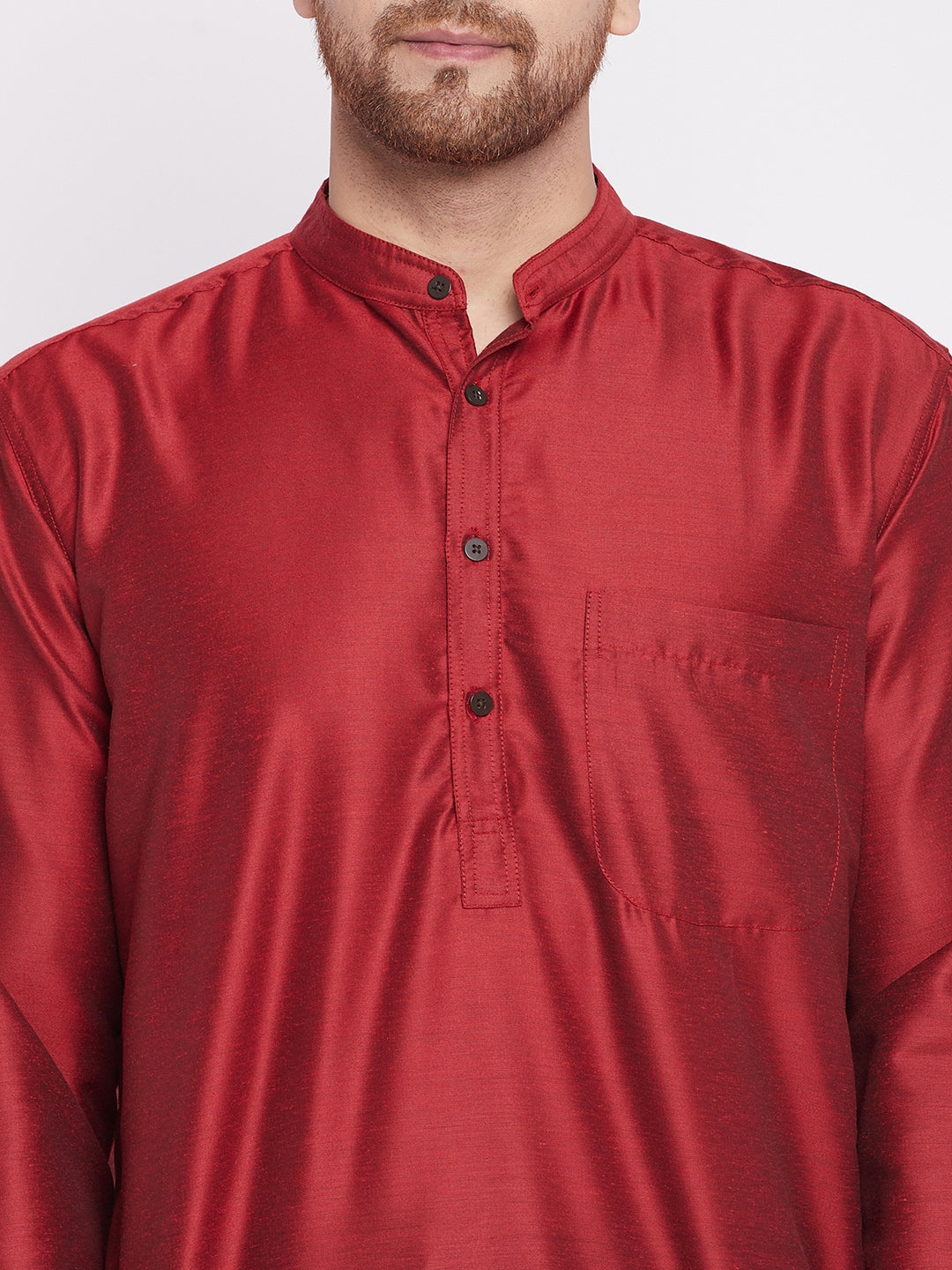 Men's Long Kurta with Band Colla