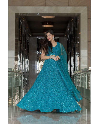 Women's Turquoise Blue Lehenga