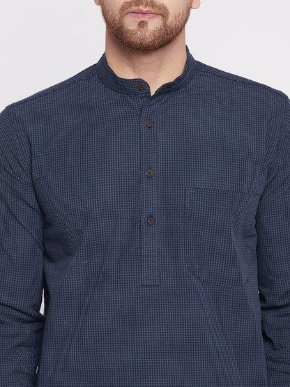 Men's Long Kurta with Band Colla