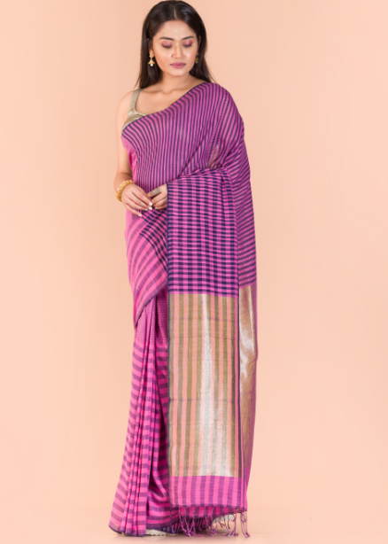 Women's Multicolor handwoven cotton saree