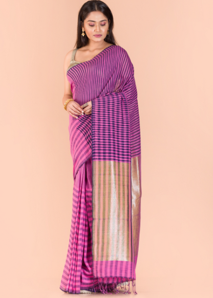 Women's Multicolor handwoven cotton saree