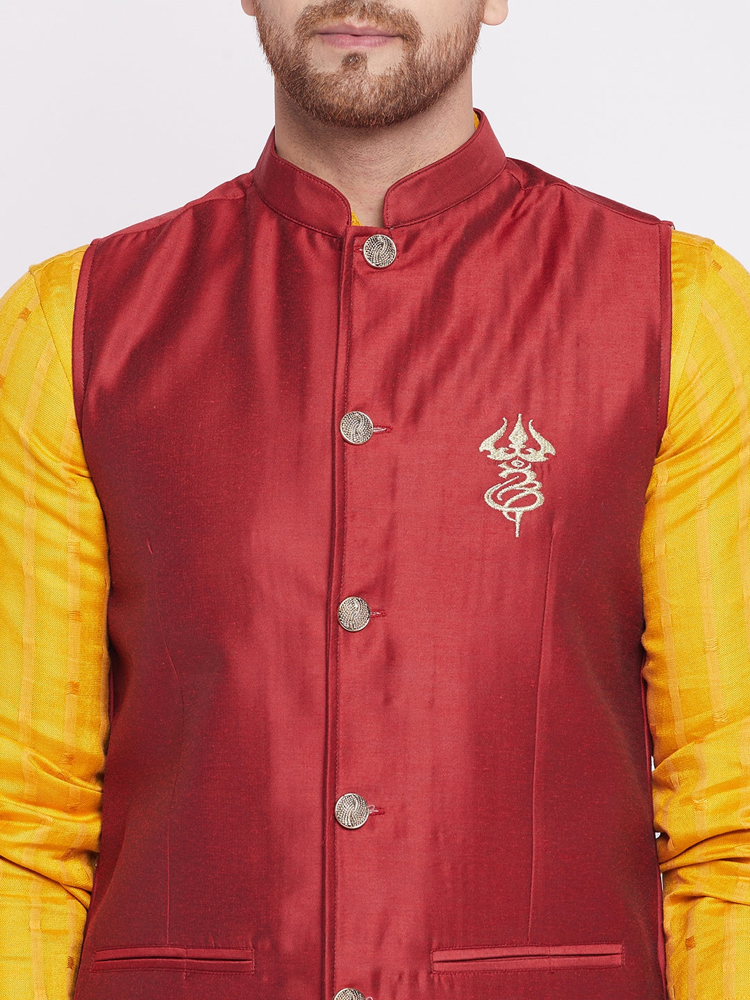 Men's Nehru Jacket With Embroided Insignia Of Lord Shi