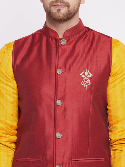 Men's Nehru Jacket With Embroided Insignia Of Lord Shi