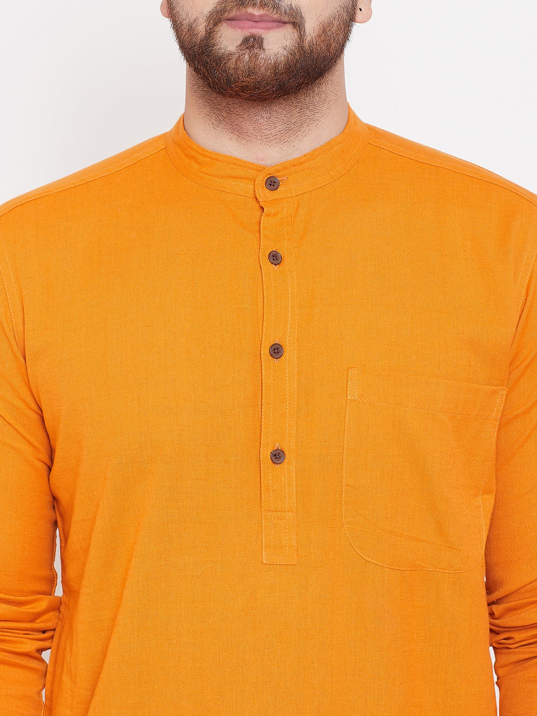 Men's Cotton Saffron Kurta