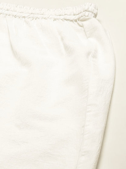 Women's Solid Schiffli Straight Cotton Palazzos