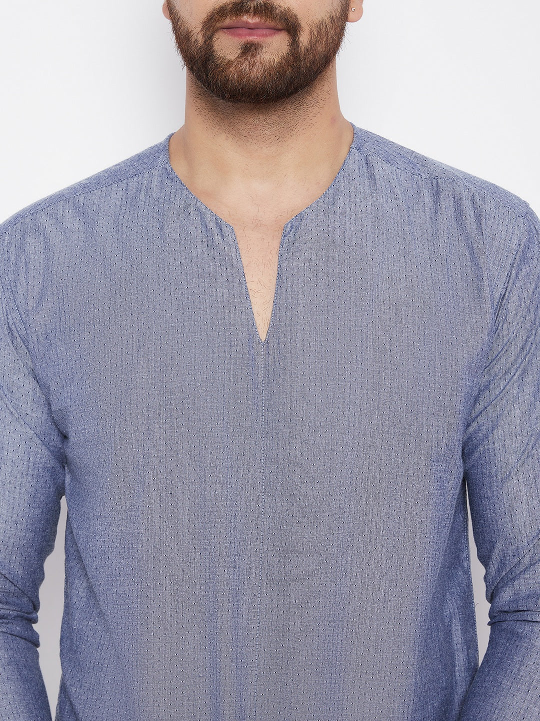 Men's Grey Solid Cotton Kurta