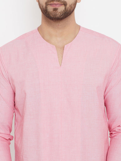 Men's Pink Summer Casual Shirt Kurta