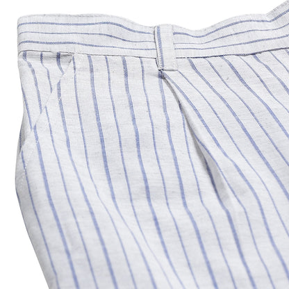 Women White Striped Cotton Culottes Trousers by Myshka (