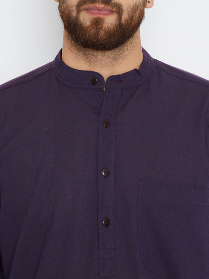 Men's Deep Purple Cotton Kurta