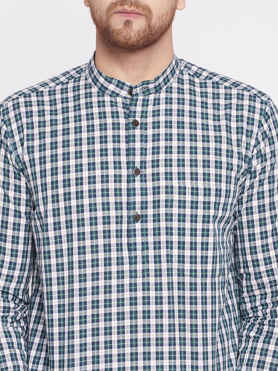 Men's Long Kurta with Band Colla