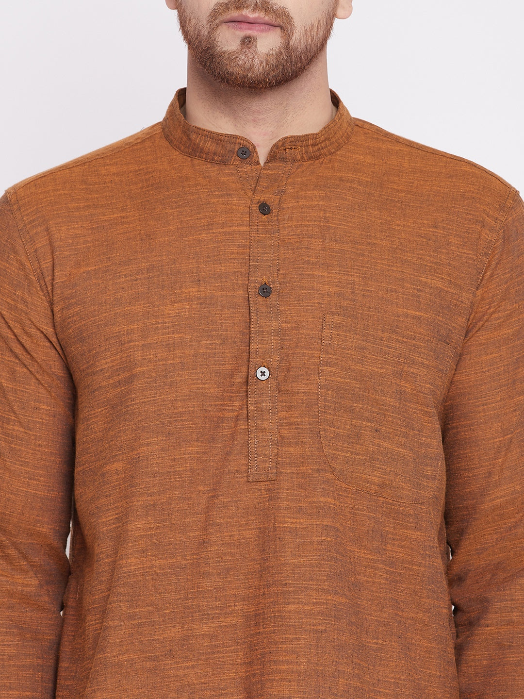 Men's Long Kurta with Band Colla