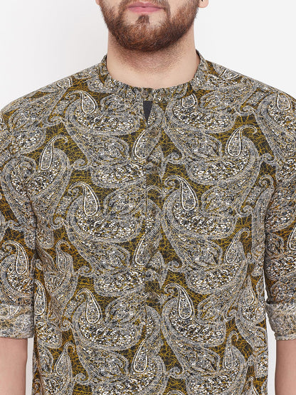 Men's Multi Hued Printed Shirt Kurta