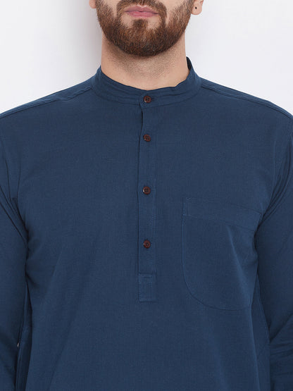 Men's Deep Blue Cotton Kurta
