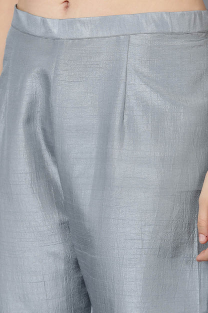 Women's Poly Silk Embroidered Kurta Pants With With Dupatta