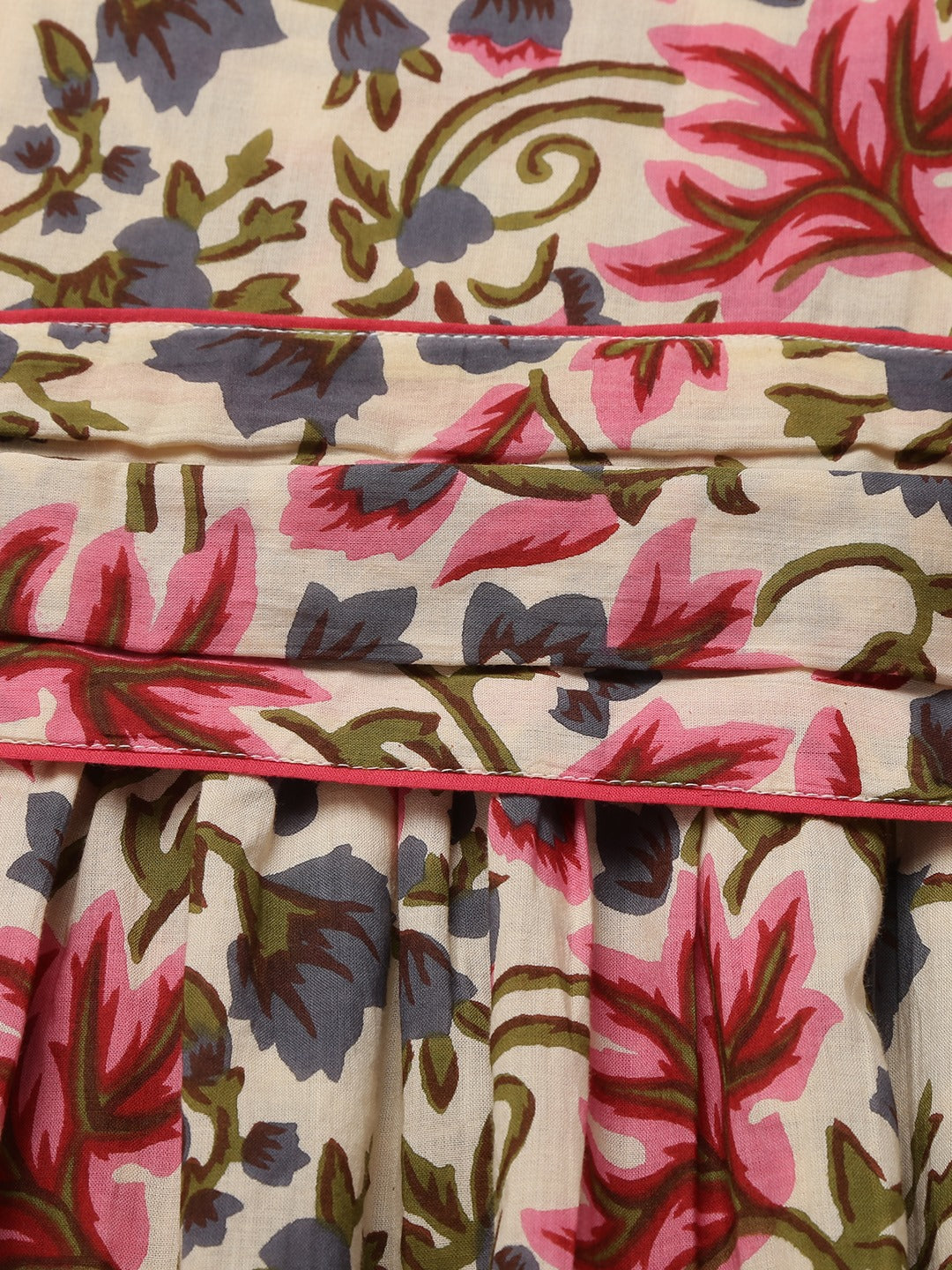Women's Beige Printed Cowl Belt Cotton Dress