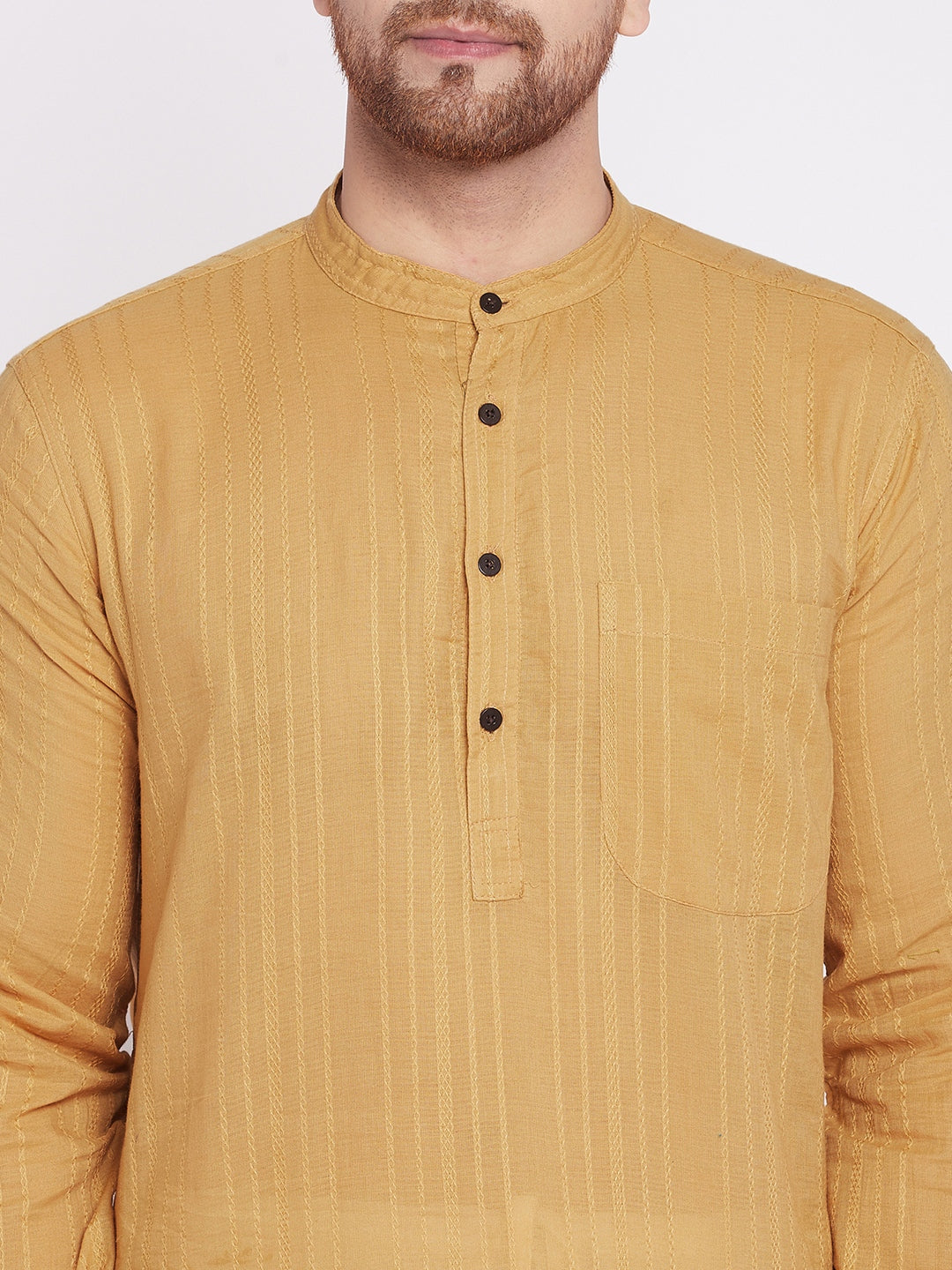 Men's Long Kurta with Band Colla
