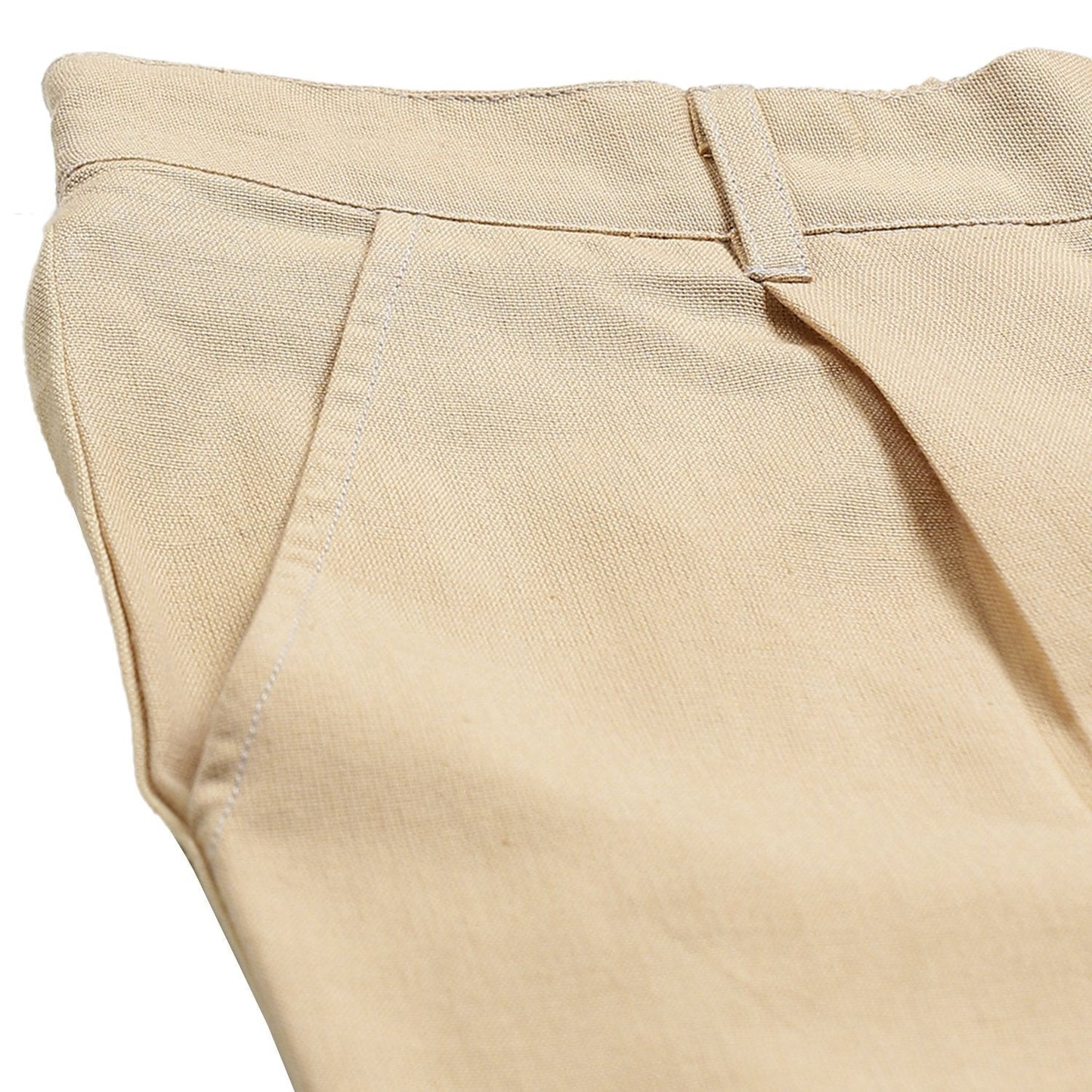 Women's Off White Cotton Solid Casual Trouser