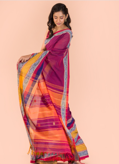 Women's Purple Handwoven cotton saree
