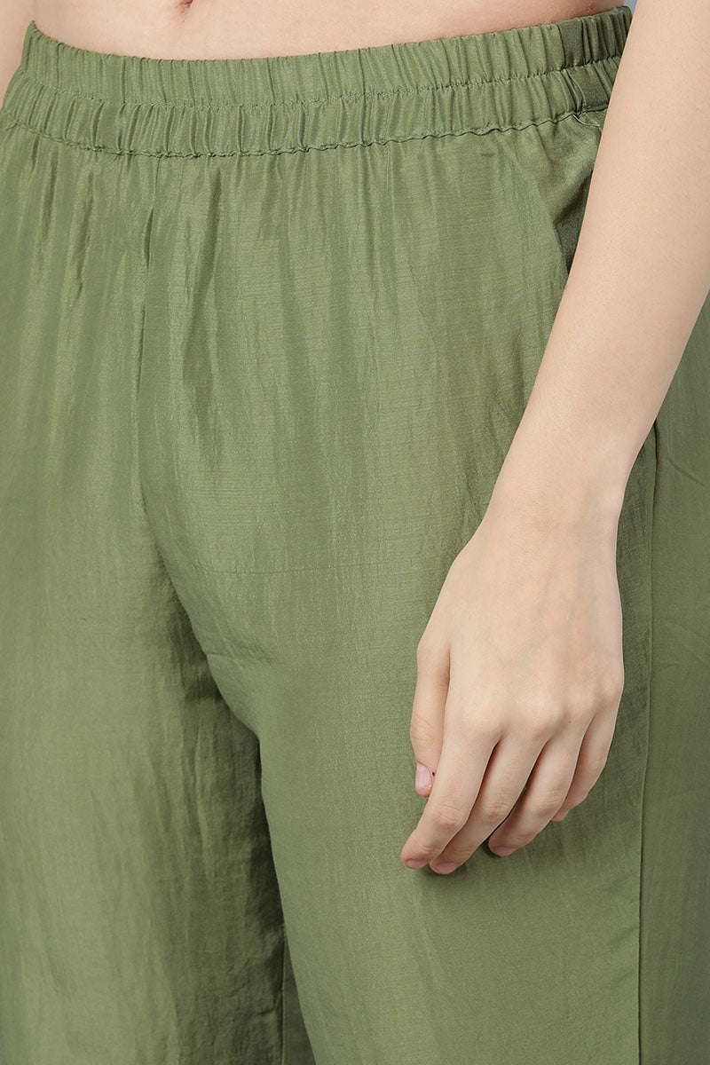 Women's Poly Silk Embroidered Kurta Pants With With Dupatta