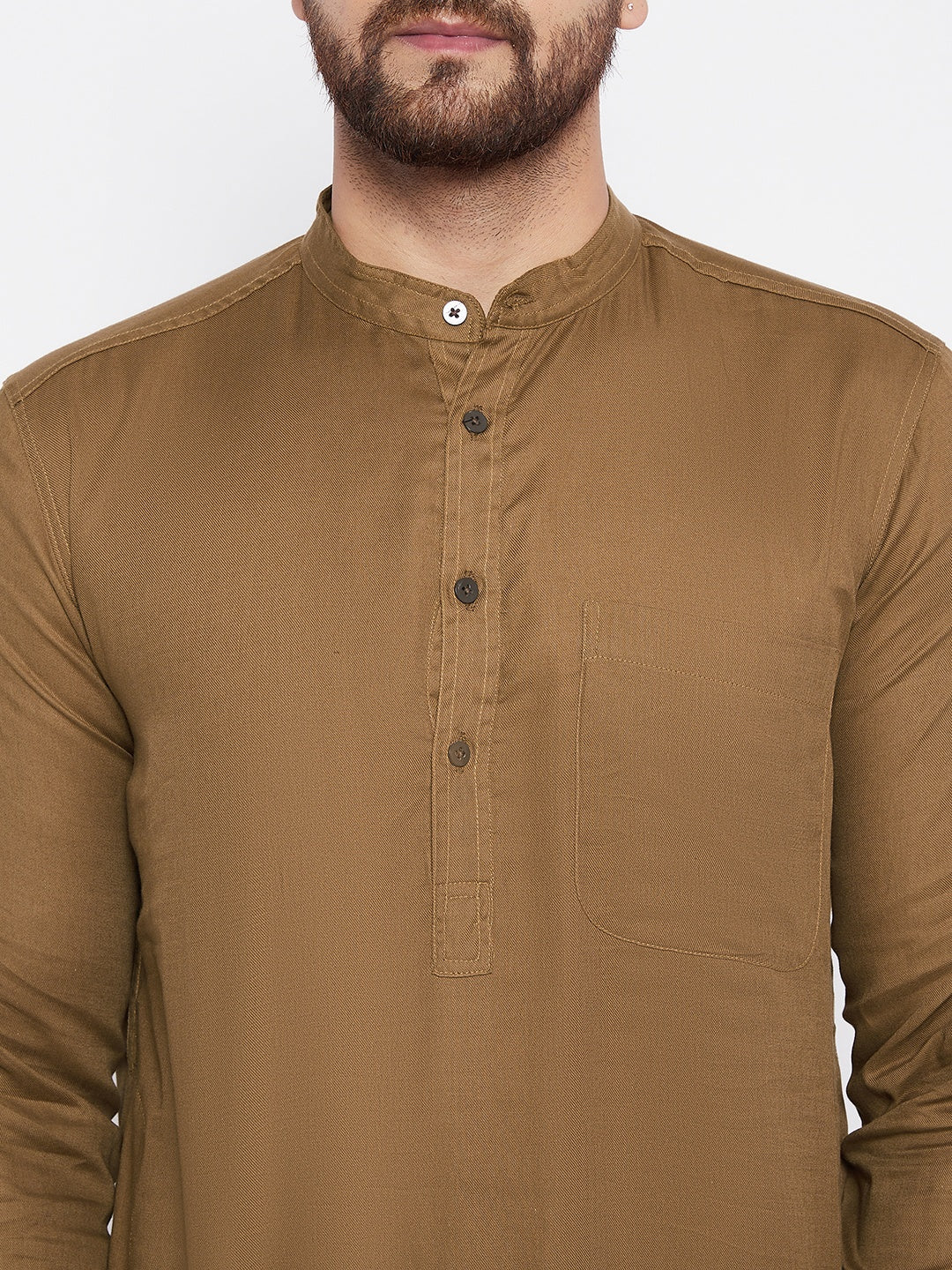 Men's Cotton Brown Straight Kurta
