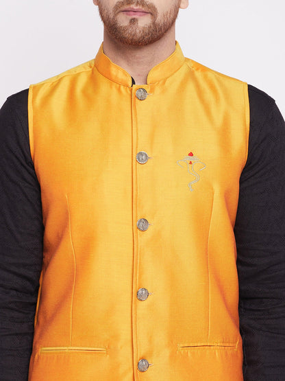 Men's Nehru Jacket With Embroided Insignia Of Lord Ganesh