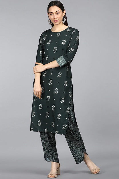 Women's Poly Crepe Printed Kurta Pant Set