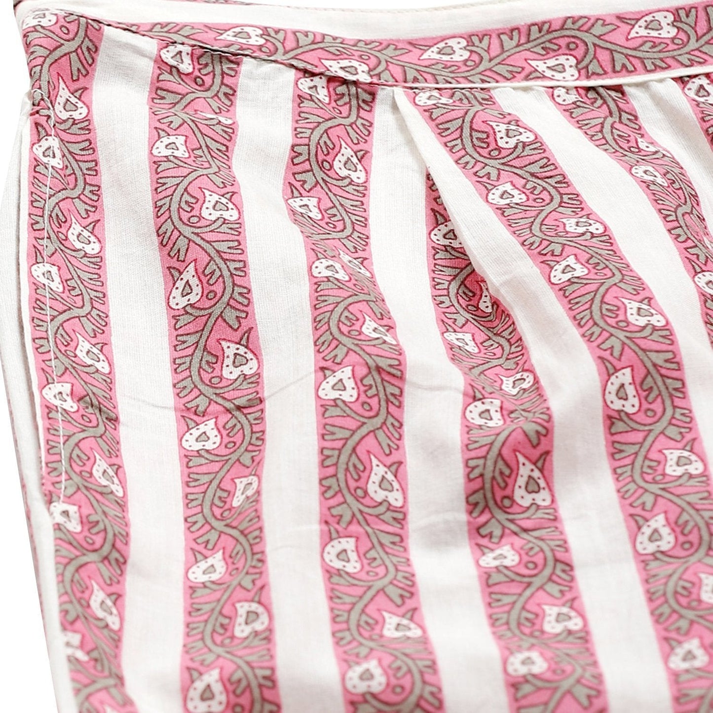 Women Pink Cotton Striped Trouser by Myshka (