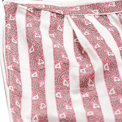 Women Pink Cotton Striped Trouser by Myshka (