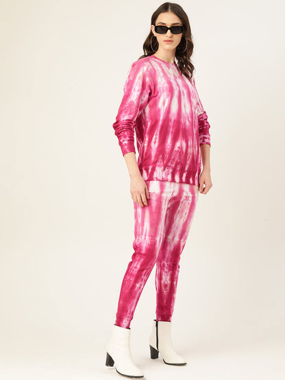 Women's Pink Ombre Dye Sweatshirt With Joggers