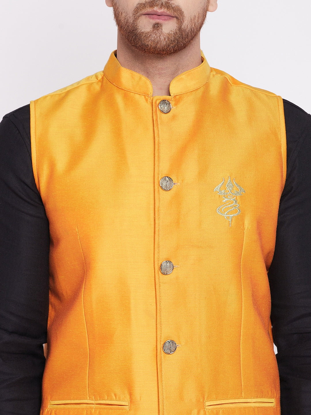 Men's Nehru Jacket With Embroided Insignia Of Lord Shi
