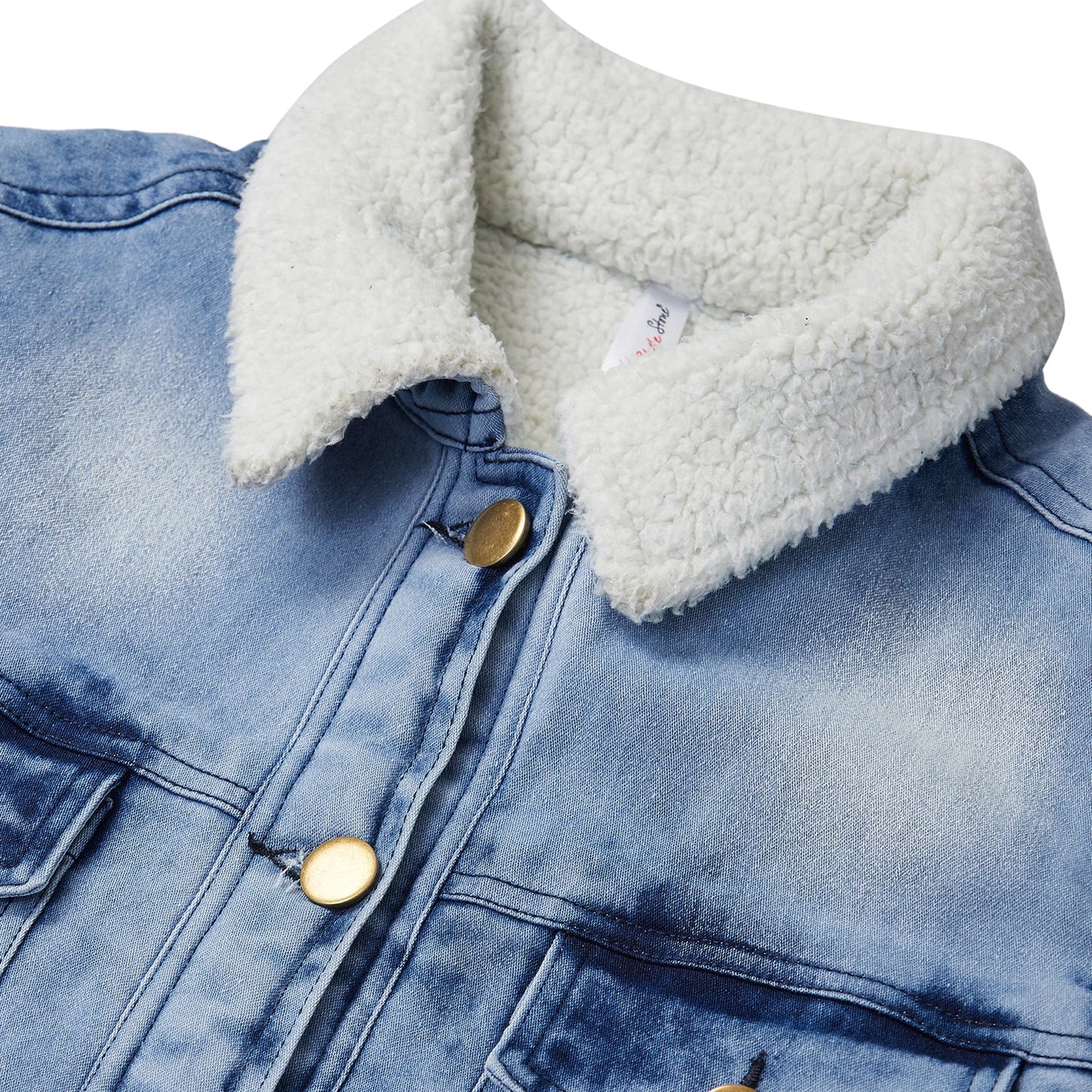 Women's Denim Jacket with Soft Warm Faux Fur Lining inside - Ice Blue