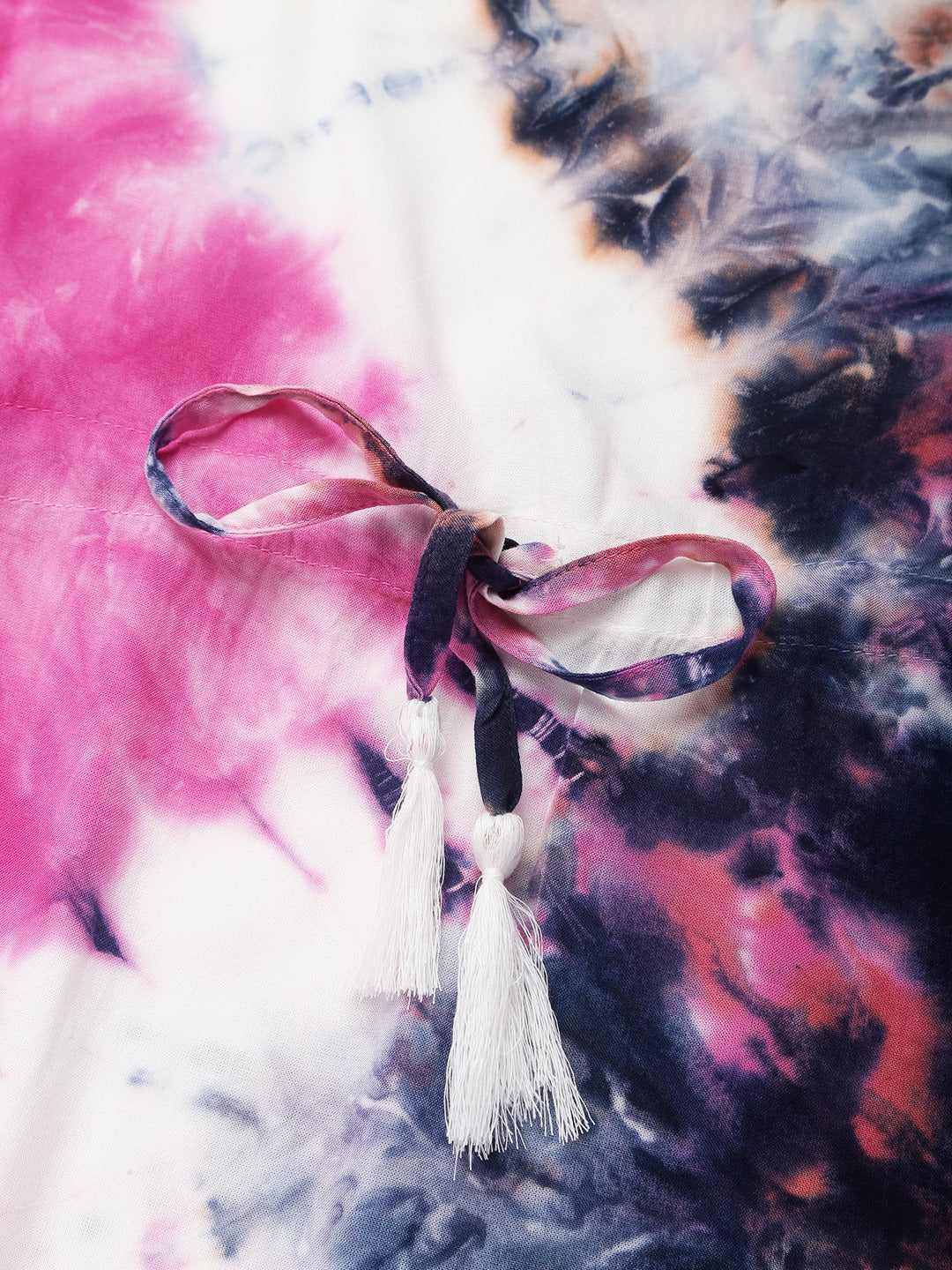 Women's Pink-Blue Tie-dye Rayon Kaftan Dress