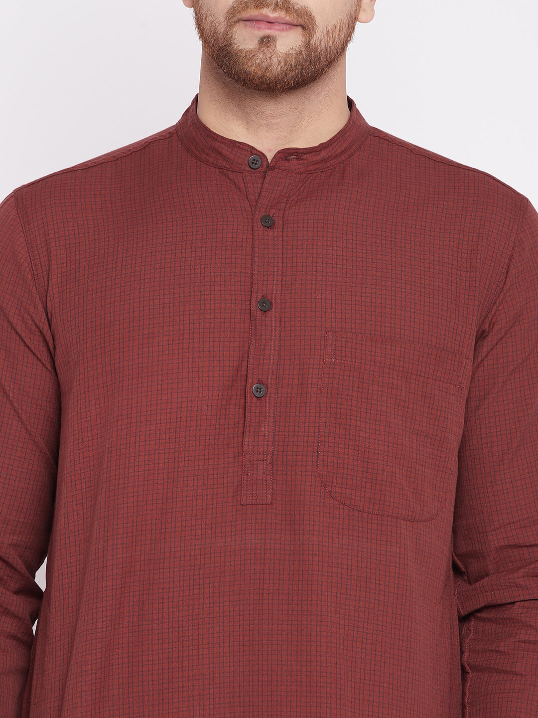 Men's Long Kurta with Band Colla