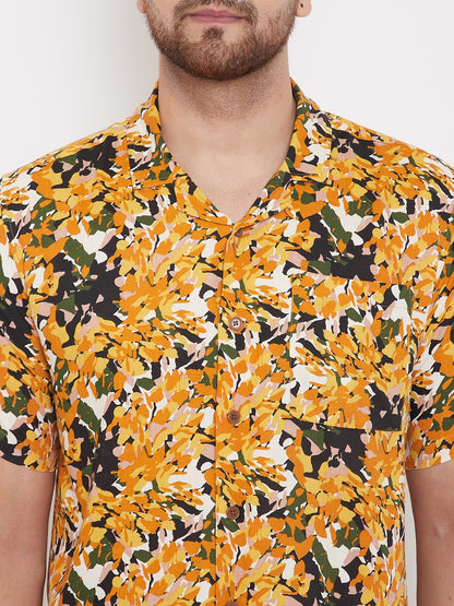 Men's Orange Summer Casual Shirt