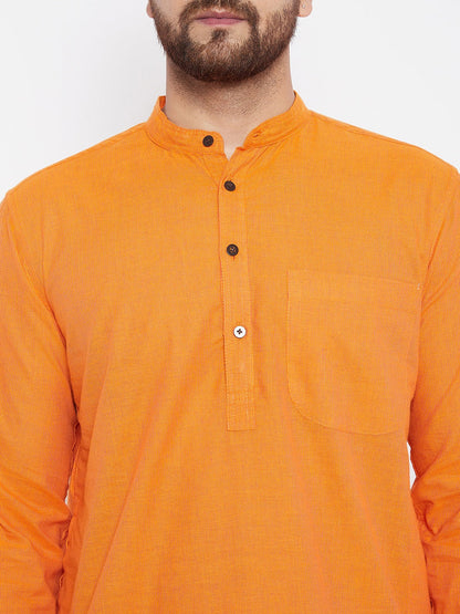 Men's Cotton Striped Orange Kurta2