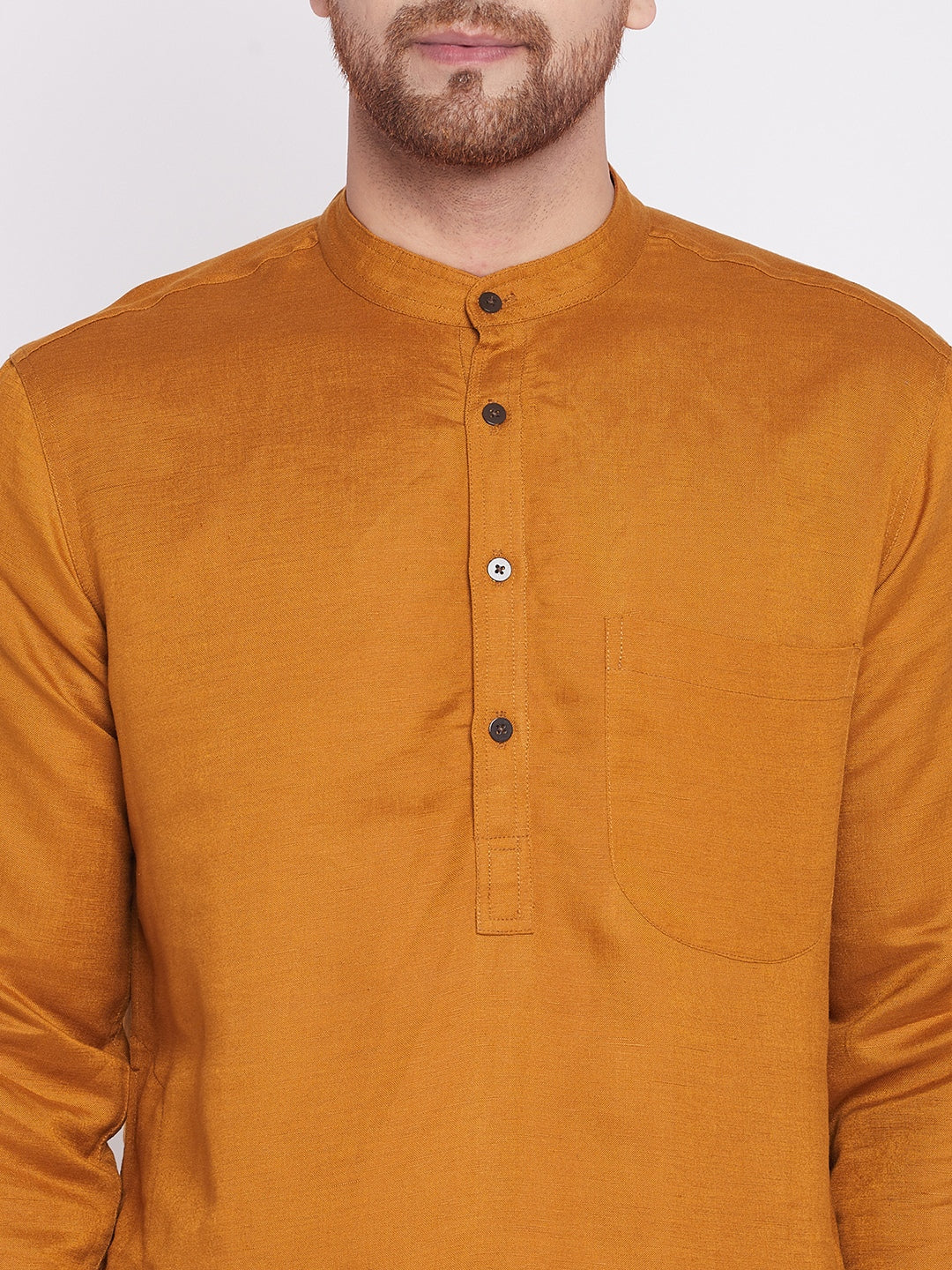 Men's Long Kurta with Band Colla