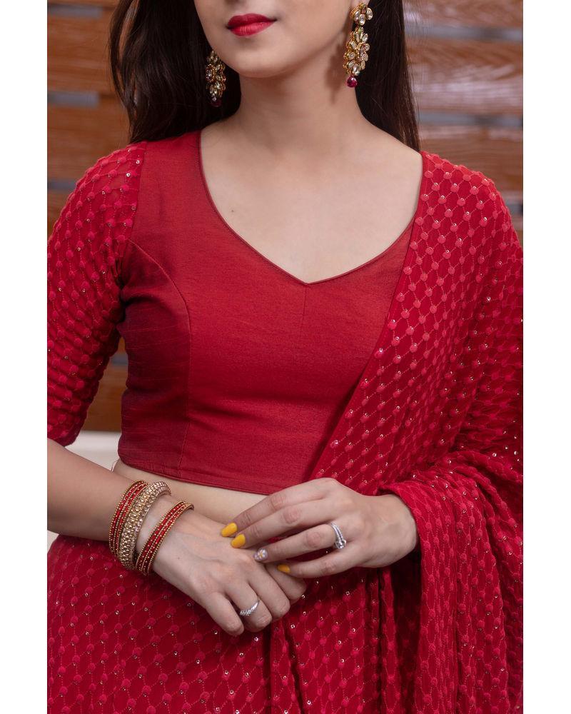 Women's Red Thread Work Lehenga Choli