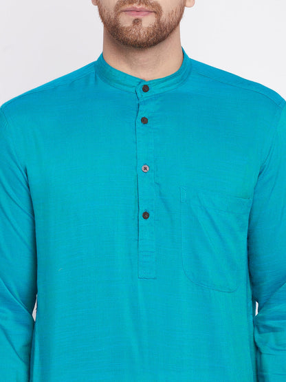 Men's Long Kurta with Band Colla