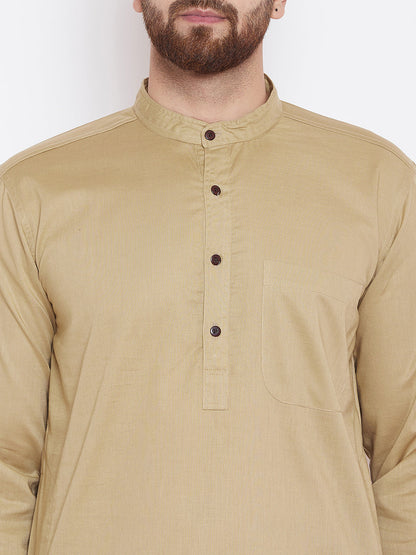 Men's Beige Cotton Kurta