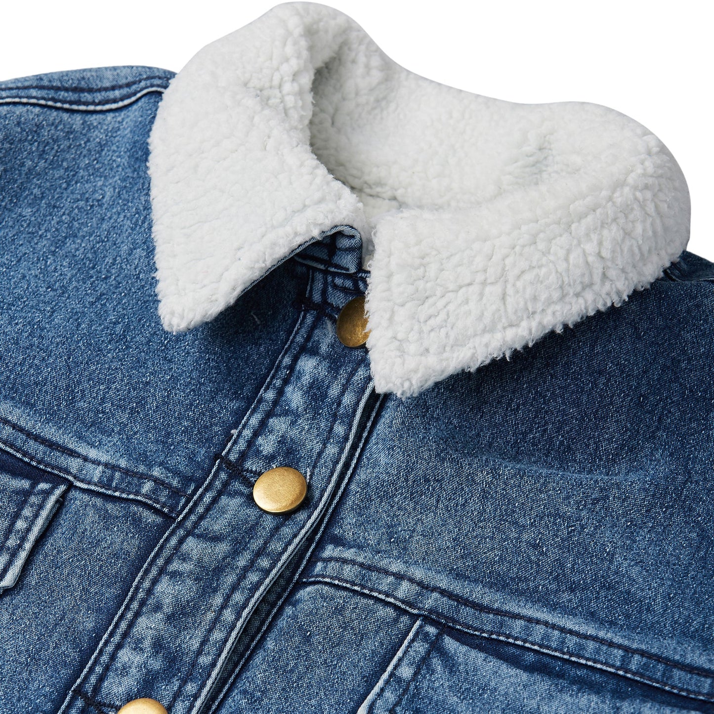 Women's Denim Jacket with Soft Warm Faux Fur Lining inside -Blue