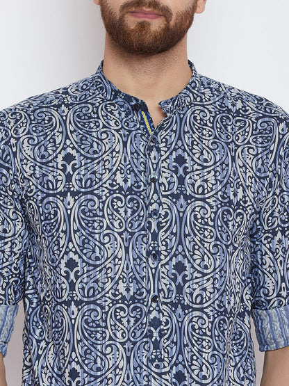 Men's Printed Cotton Shirt Kurta