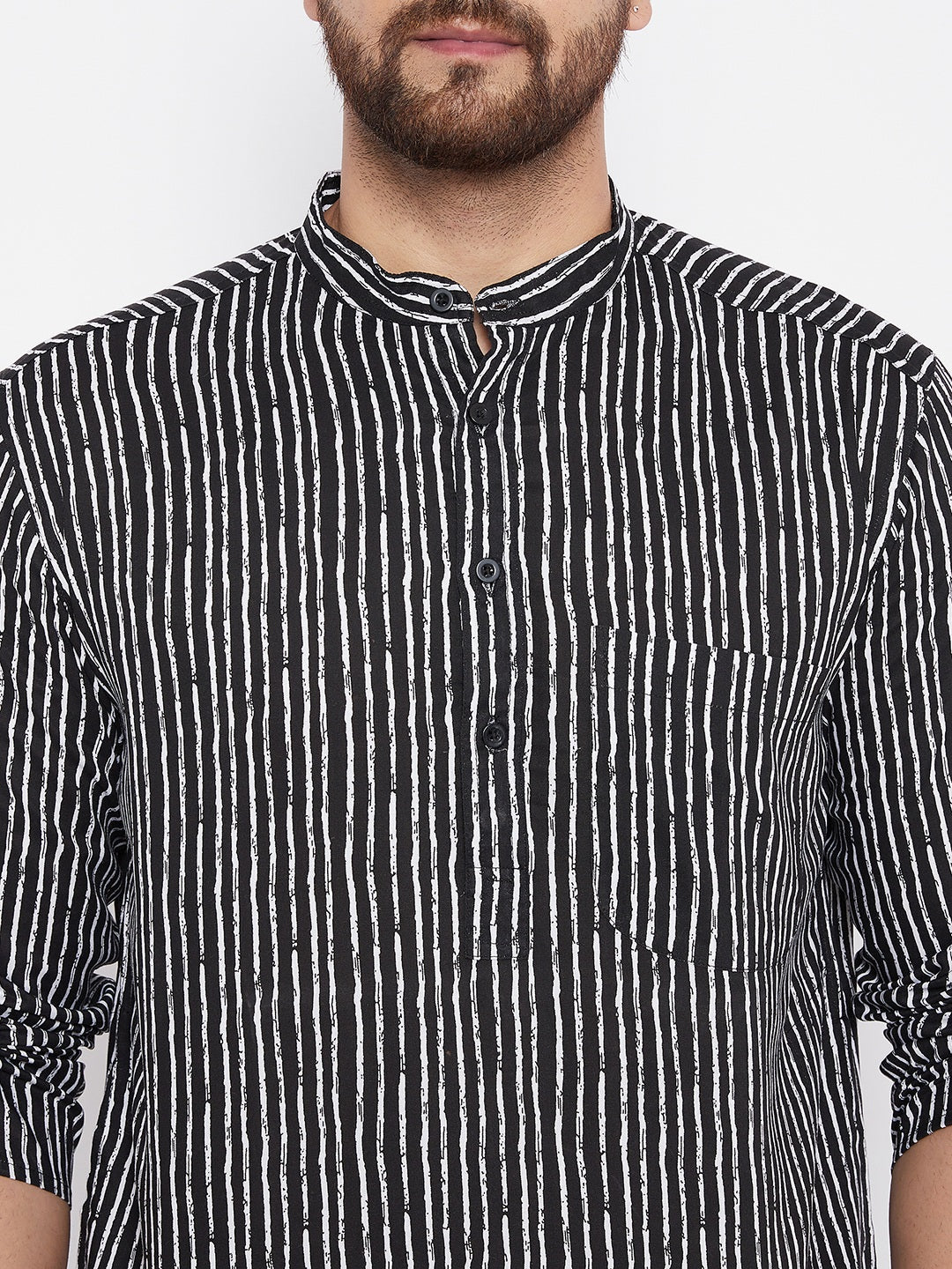 Men's Printed Striped Straight Kurta