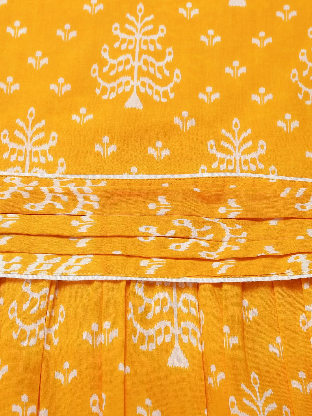 Women's Orange Printed Cowl Belt Cotton Dress