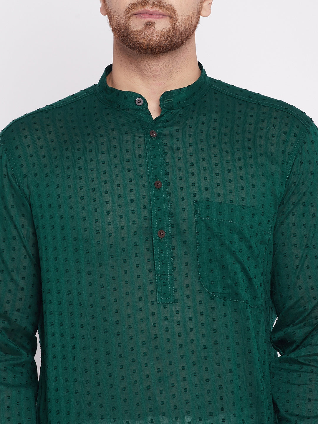 Men's Long Kurta with Band Colla