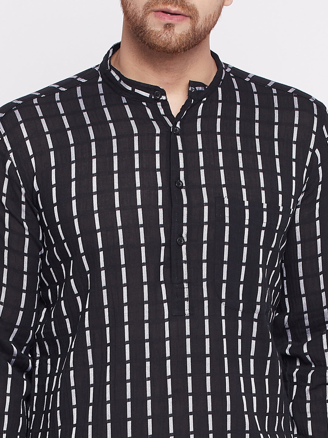 Men's Long Kurta with Band Colla